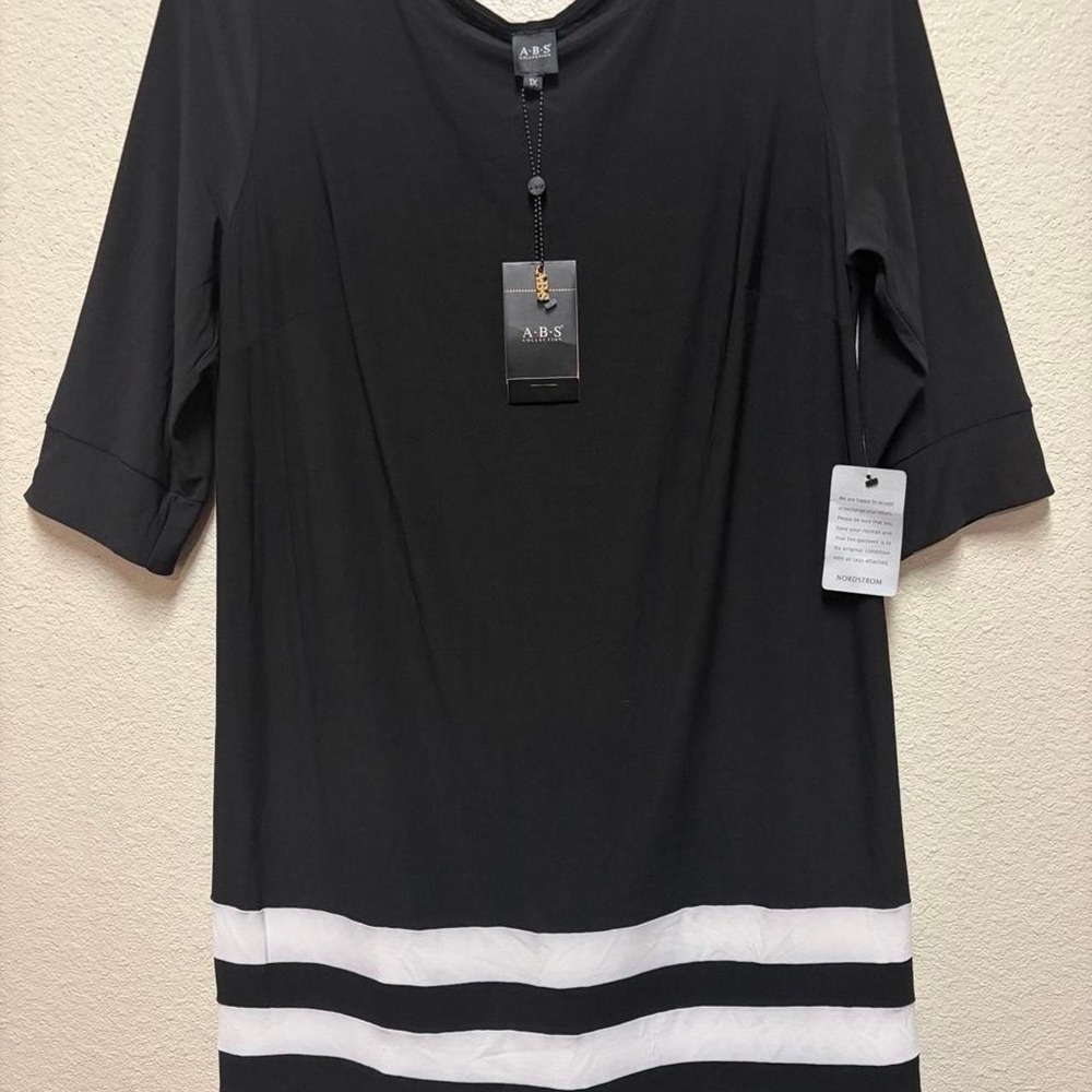 ABS Collections black white stripe 1X Midi dress